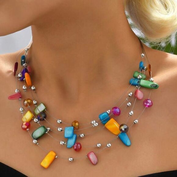 Crystal layered necklace #975 - Picture 1 of 3
